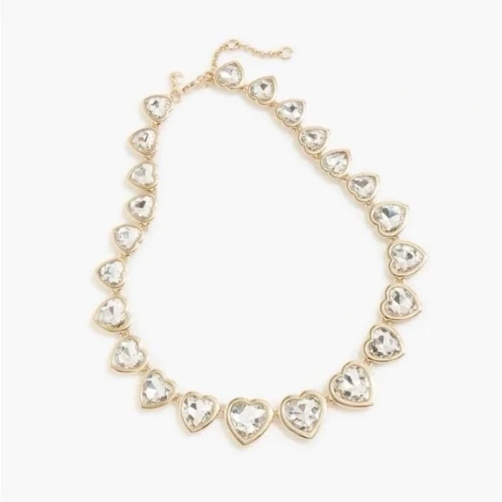 J Crew Gold Heart Crystal Necklace